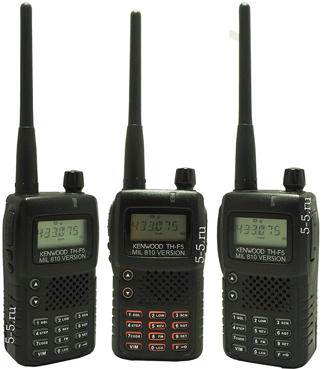 Портативная рация Kenwood TH-F5 MIL810, 8 Вт, FM радиоприёмник, 400-470 МГц, версия 2015 г., Li-Ion аккумулятор 3000 мАч