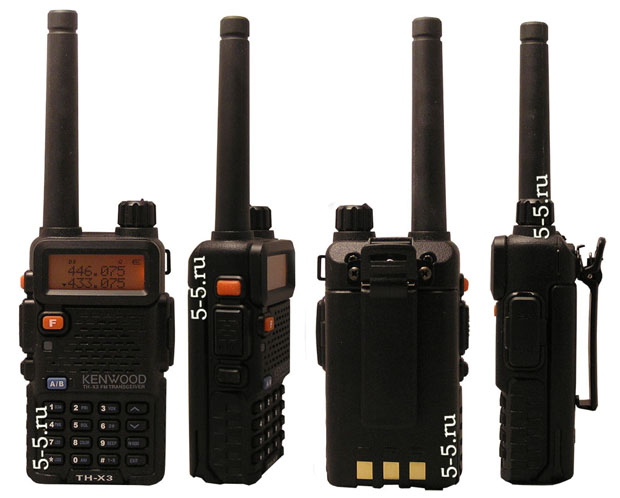 Носимая радиостанция Kenwood TH-X3, 8 Вт, FM радиоприёмник, 400-480 МГц, версия 2013 - 2014 г., Li-Ion аккумулятор 2400 мАч